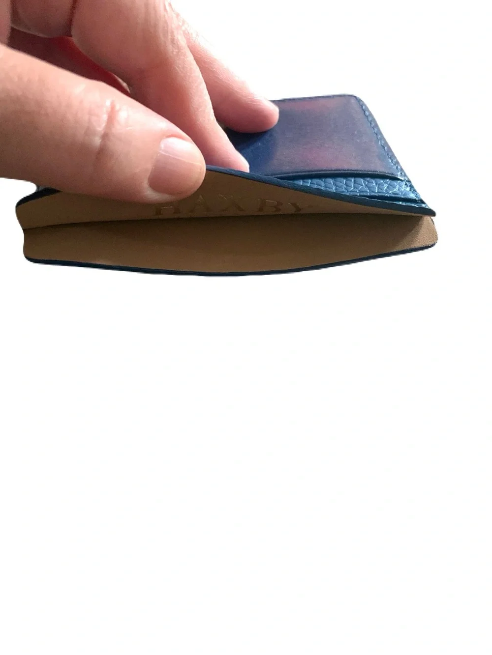 Pebbled Grain & Smooth Genuine Leather Blue 5 Pocket Card Case Unisex  USA Made